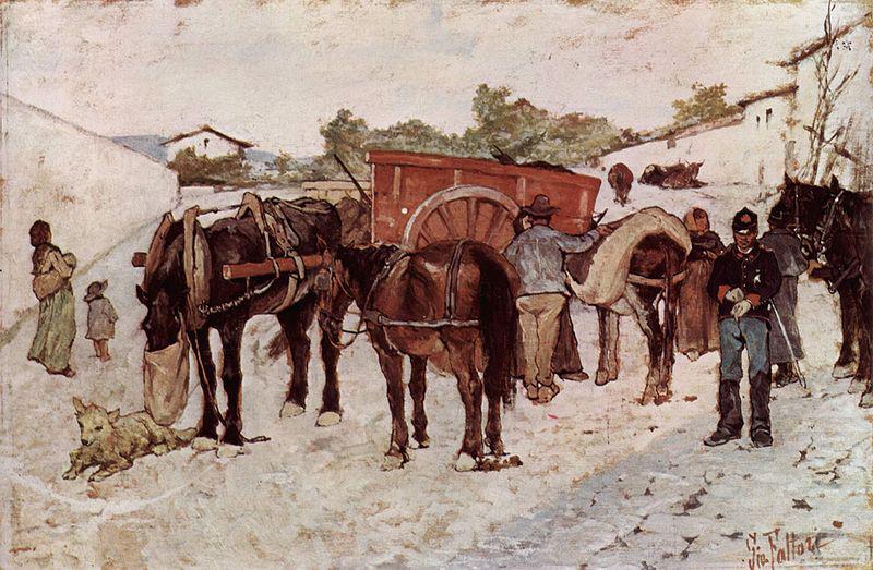 Giovanni Fattori Strada di campagna con i contadini e soldati Sweden oil painting art